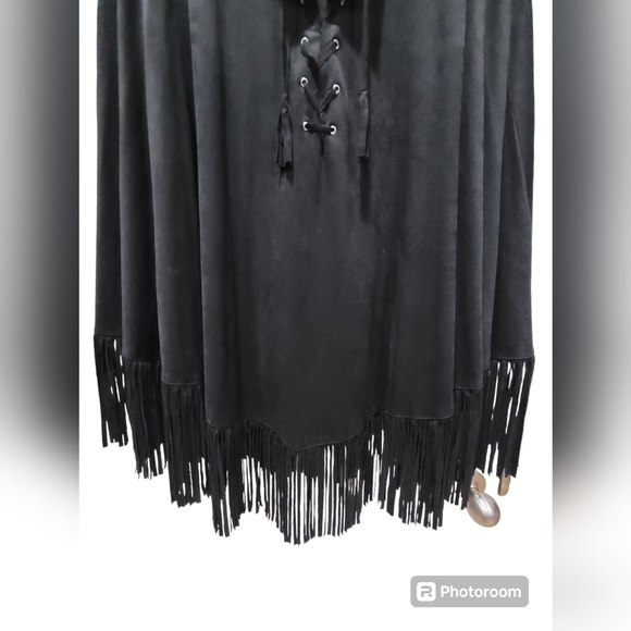 Marc Bouwer One Size Fringed Poncho Shawl Coastal Cowgirl Western Boho - Picture 4 of 6